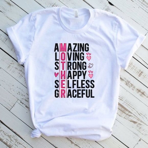 Amazing Mother Unisex Tee Womens White Graphic Short Sleeve Tee Shirt - Picture 1 of 3